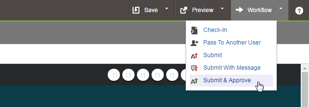 Screenshot of workflow menu in editor.