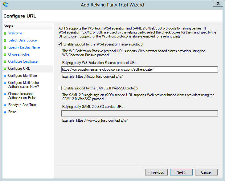 Add relying party trust