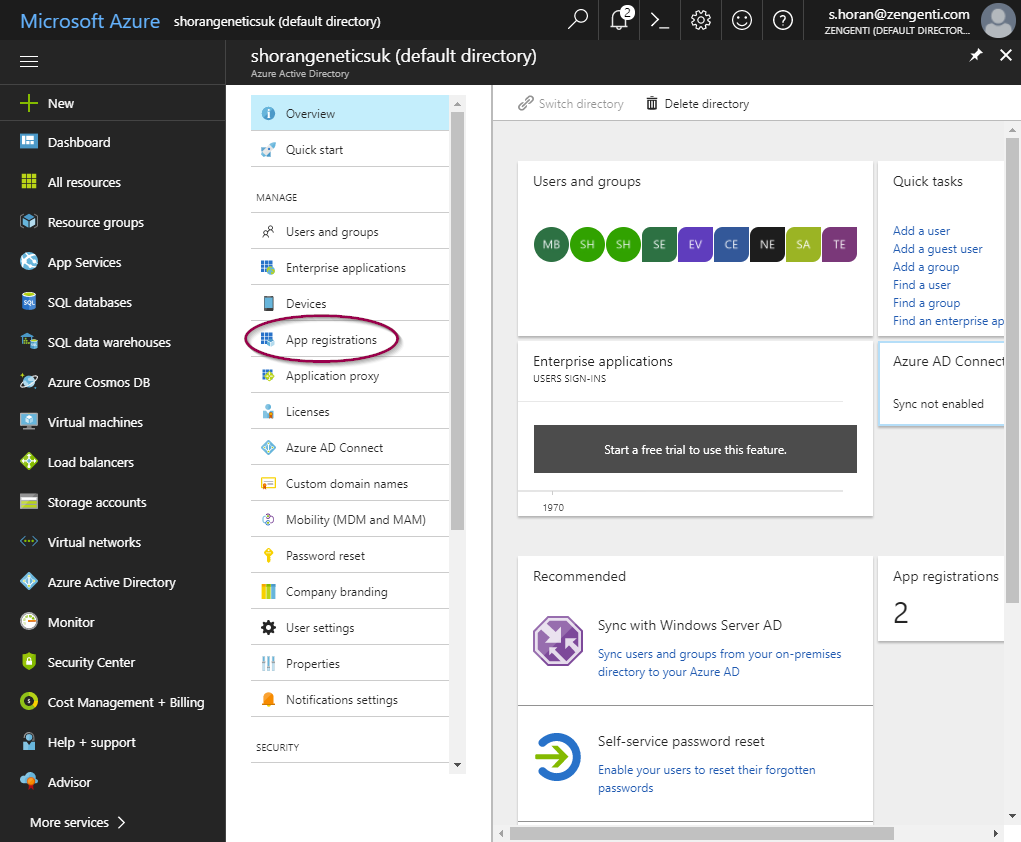2 - Select App registrations