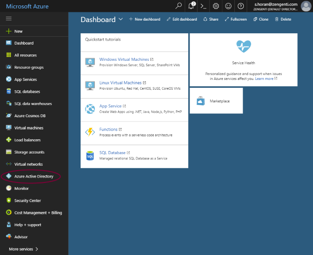 1 - Azure Dashboard